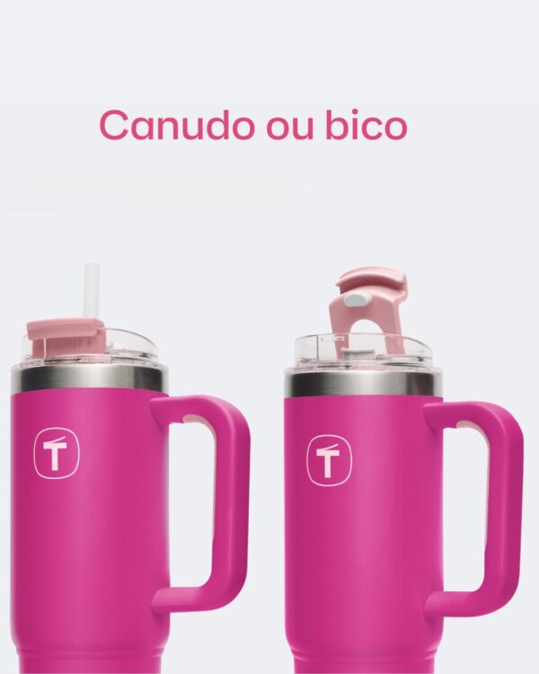 Copo Térmico Big T Com Canudo  1,1L Rosa - Image 5
