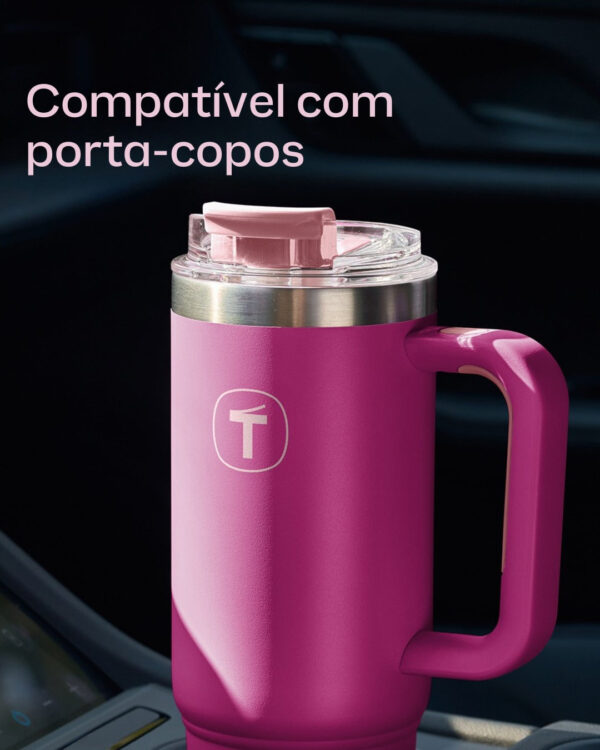 Copo Térmico Big T Com Canudo  1,1L Rosa - Image 6