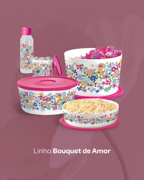 Pote Tupper Redondinha Bouquet de Amor  500ml Floral - Image 2