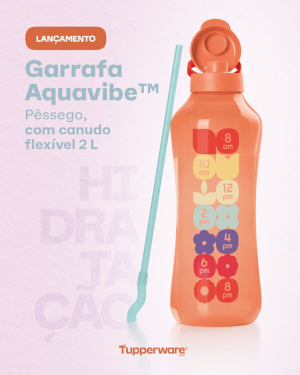 Garrafa de Água  Aquavibe com Canudo Flexível  Pêssego 2L - Image 2
