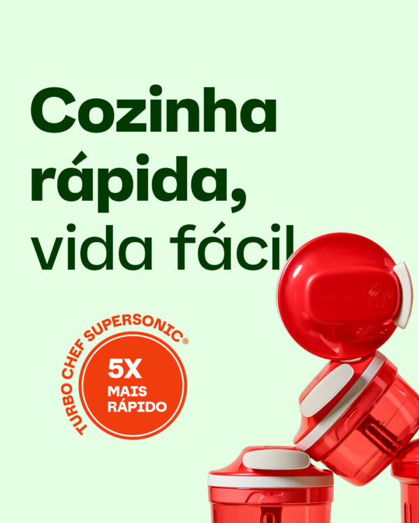 Mini Triturador de Alimentos  Turbo Chef Supersonic Vermelho 300ml - Image 3