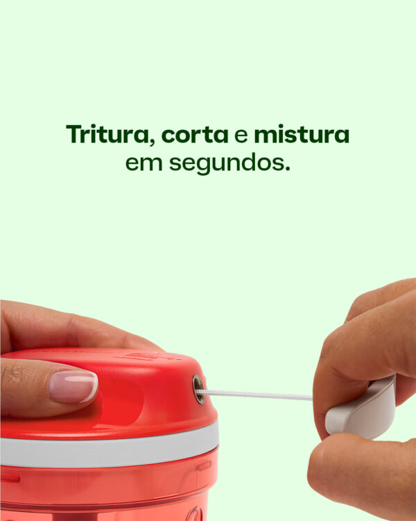 Mini Triturador de Alimentos  Turbo Chef Supersonic Vermelho 300ml - Image 4