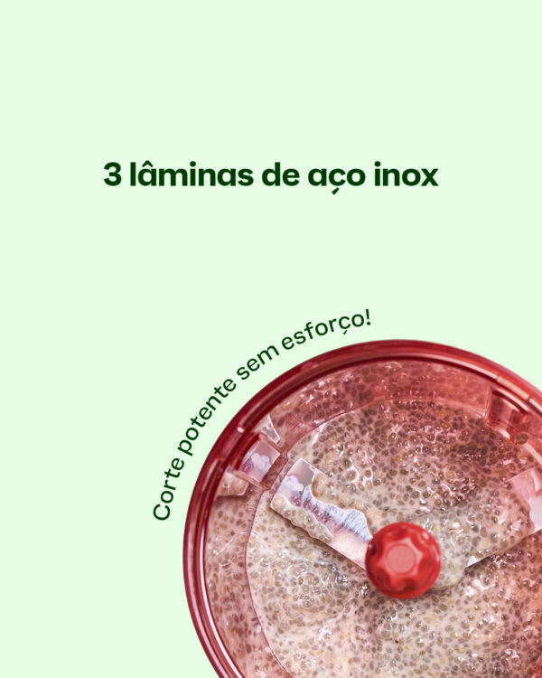 Mini Triturador de Alimentos  Turbo Chef Supersonic Vermelho 300ml - Image 2