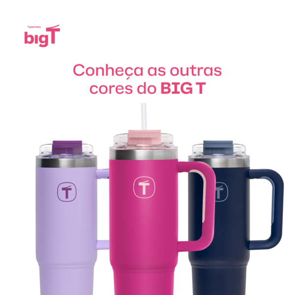 Copo Térmico Big T Com Canudo  1,1L Rosa - Image 7