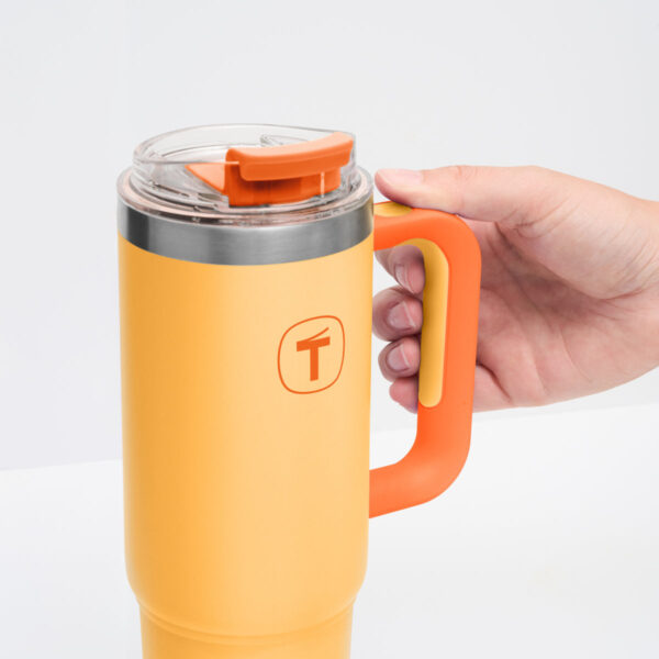 Copo Térmico Big T Com Canudo  Amarelo com Laranja 1,1L - Image 6