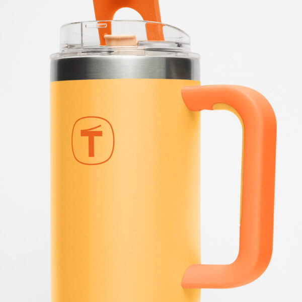 Copo Térmico Big T Com Canudo  Amarelo com Laranja 1,1L - Image 4