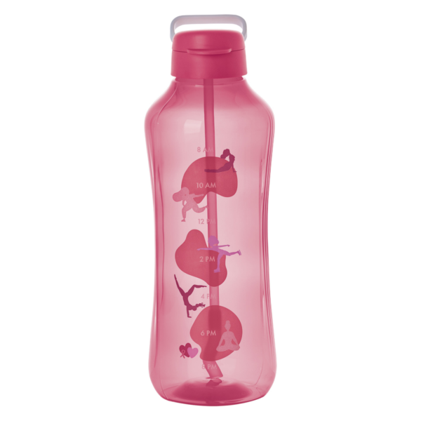 Garrafa de Água  Aquavibe com Canudo Flexível 2L Rosa