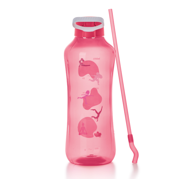 Garrafa de Água  Aquavibe com Canudo Flexível 2L Rosa - Image 4