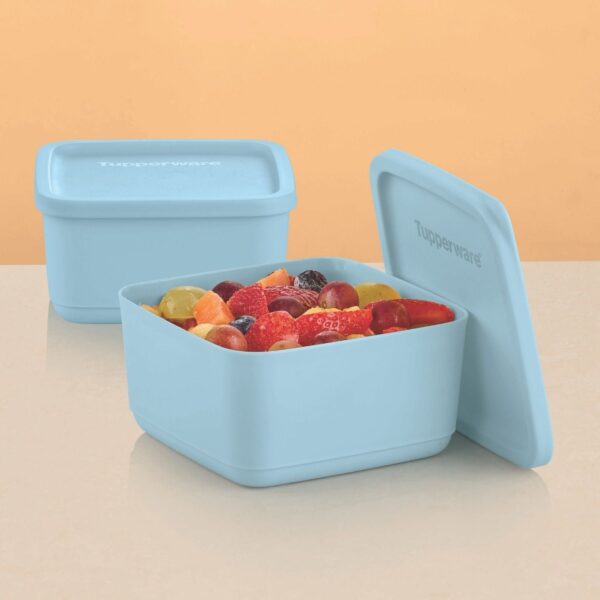 Pote Hermético Quadrado  Refri Line Azul Cristal 650ml - Image 2