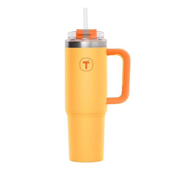 Copo Térmico Big T Com Canudo  Amarelo com Laranja 1,1L